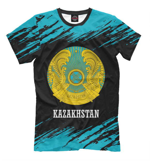 Мужская футболка с изображением Kazakhstan / Казахстан цвета Белый