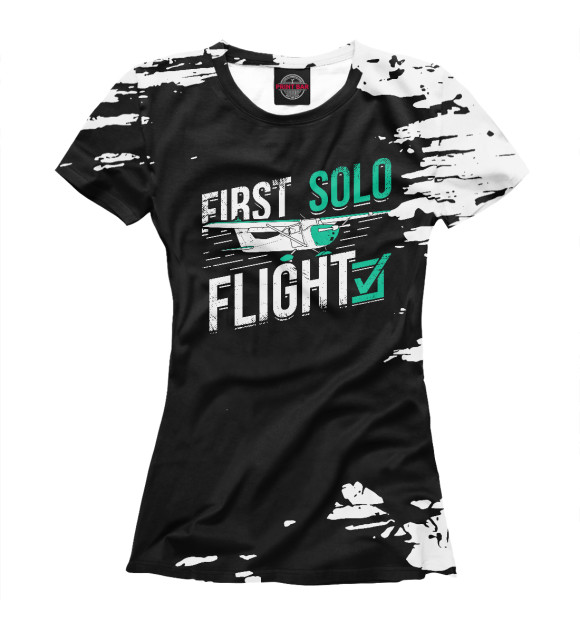 Футболка для девочек с изображением First Solo Flight Pilot цвета Белый