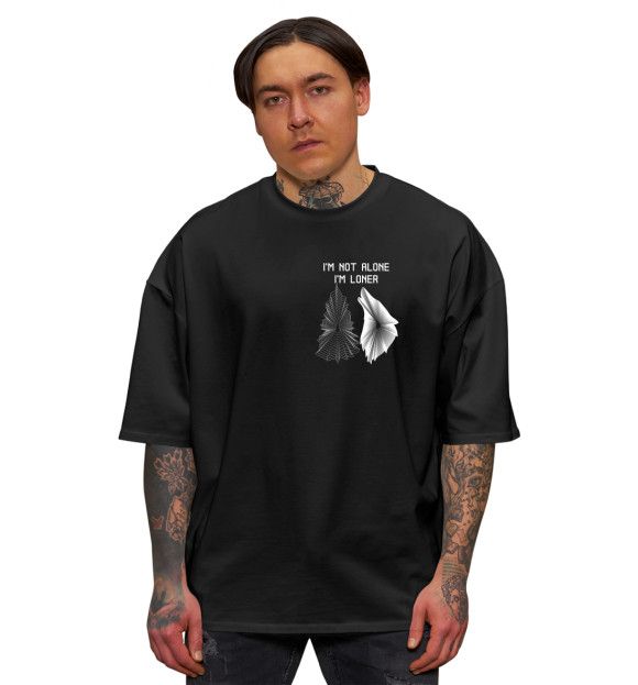 Мужская футболка оверсайз с изображением Одиночка цвета Черный