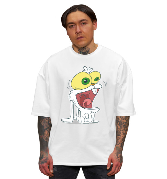 Мужская футболка оверсайз с изображением Кроль цвета Белый