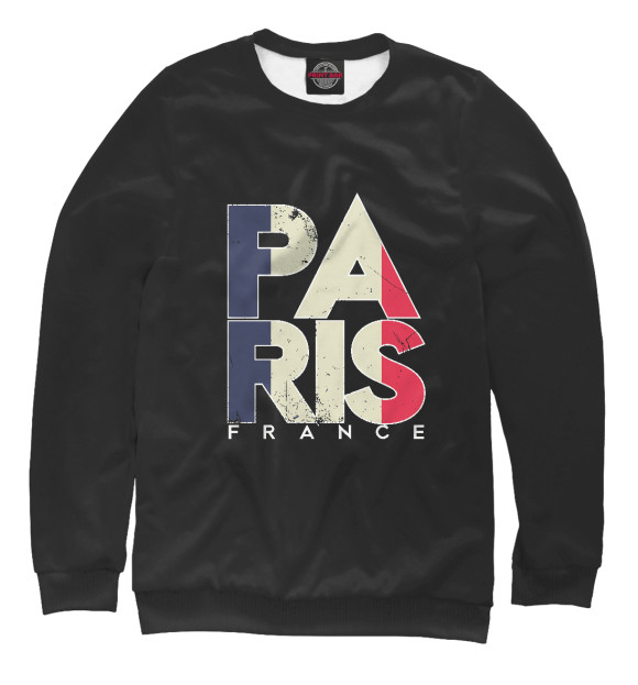 Мужской свитшот с изображением Франция - Париж цвета Белый