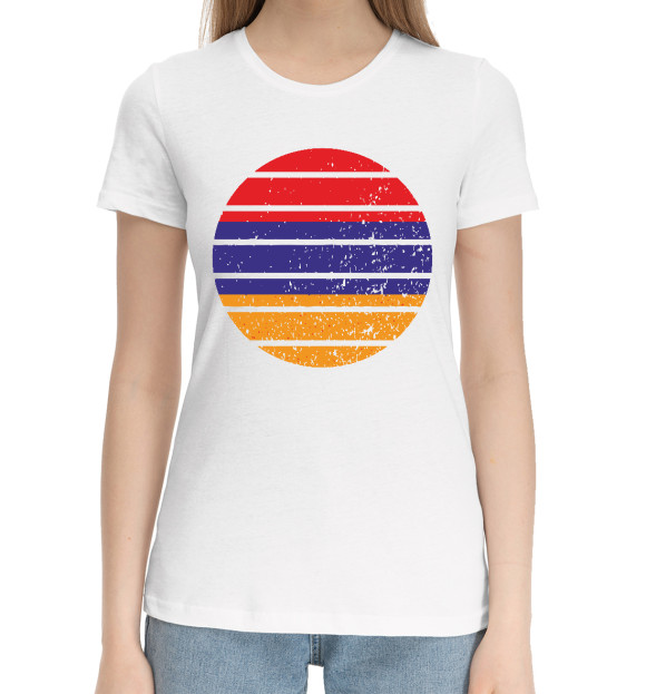Женская хлопковая футболка с изображением Армения цвета Белый