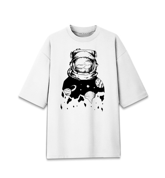 Женская футболка оверсайз с изображением Космос цвета Белый