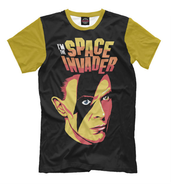 Мужская футболка с изображением David Bowie Space Invader цвета Белый