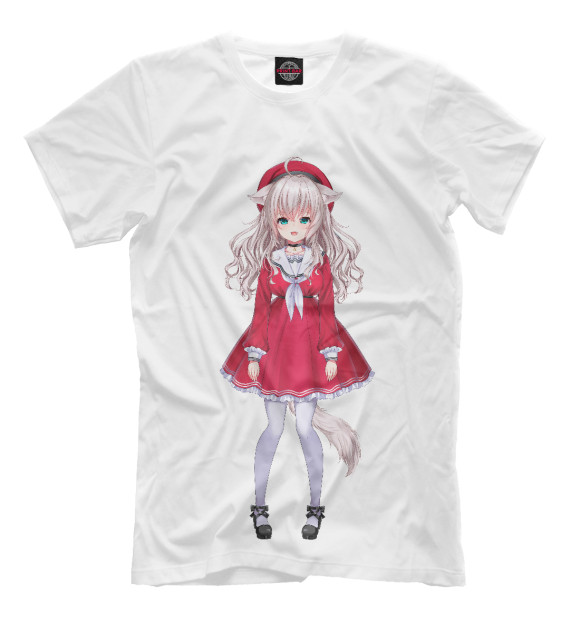 Мужская футболка с изображением Девочка аниме цвета Белый