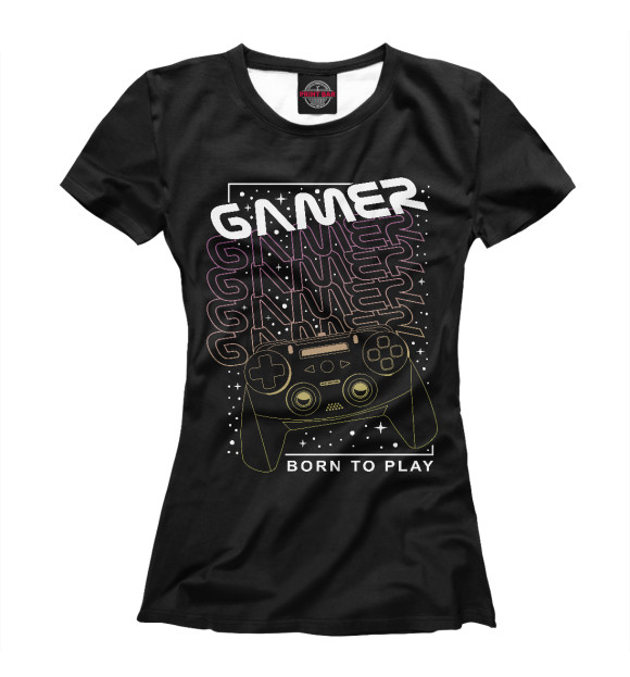Женская футболка с изображением Gamer цвета Белый