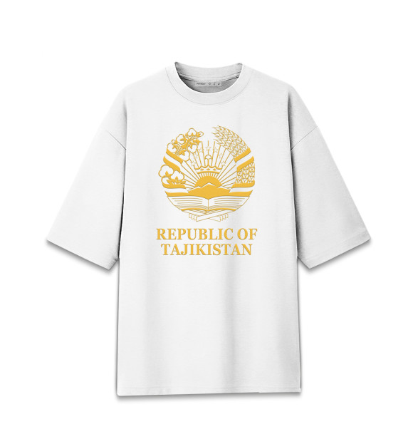 Женская футболка оверсайз с изображением Republic of Tajikistan цвета Белый