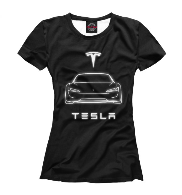 Женская футболка с изображением Tesla - white light цвета Белый