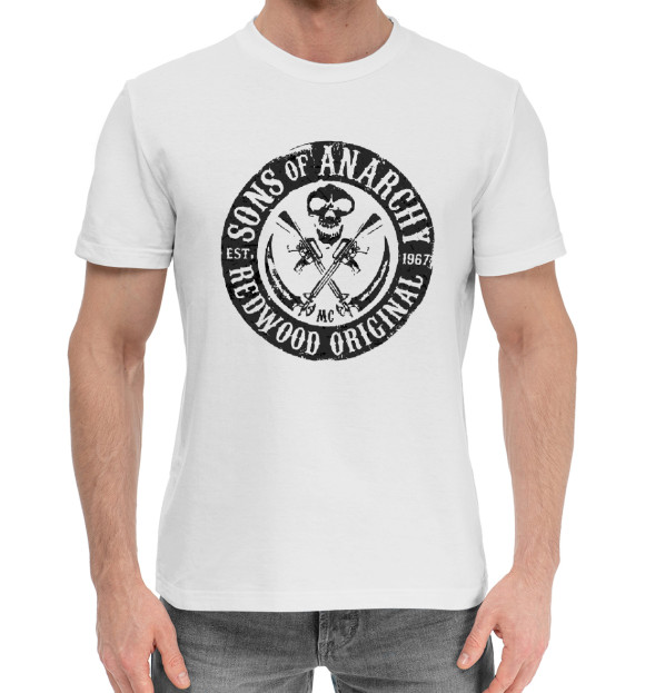 Мужская хлопковая футболка с изображением Sons of Anarchy цвета Белый