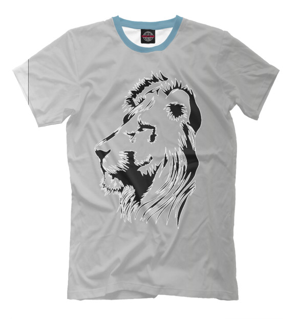 Мужская футболка с изображением Лев (в профиль) цвета Белый