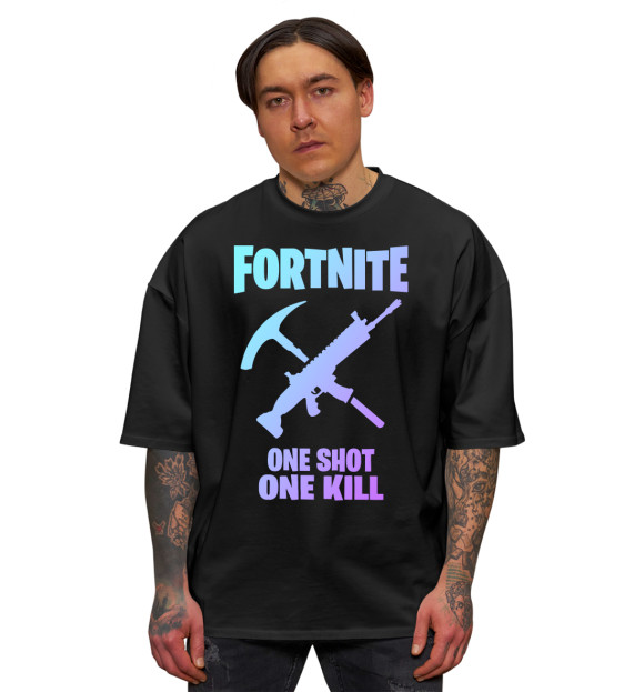Мужская футболка оверсайз с изображением Fortnite, One ShotOne Kill цвета Черный