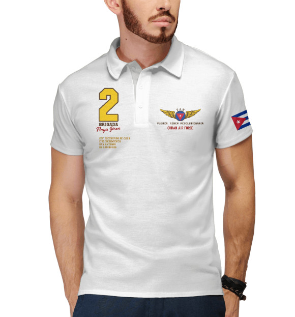 Мужское поло с изображением FAR (Cuban Air Forces) цвета Белый