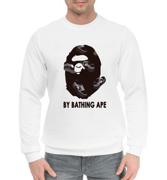 Мужской хлопковый свитшот с изображением By Bathing Ape цвета Белый