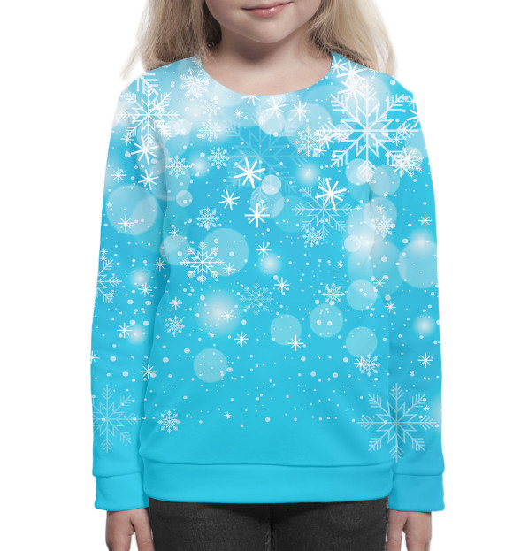 Свитшот для девочек с изображением Снежинки цвета Белый