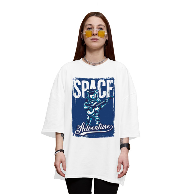 Женская футболка оверсайз с изображением Космонавт цвета Белый