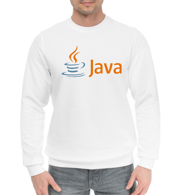 Мужской хлопковый свитшот с изображением Java Programmer цвета Белый