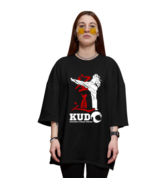 Женская футболка оверсайз с изображением Кудо цвета Черный