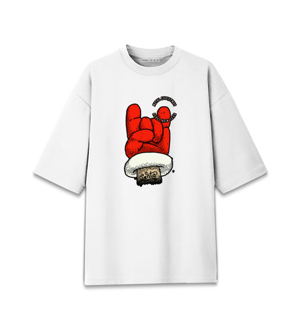 Мужская футболка оверсайз с изображением Metal Christmas Heavy New Year цвета Белый
