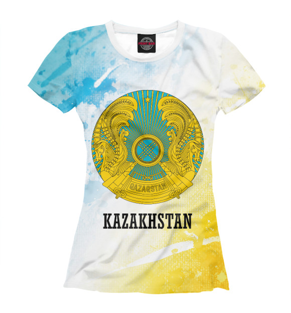 Женская футболка с изображением Kazakhstan / Казахстан цвета Белый