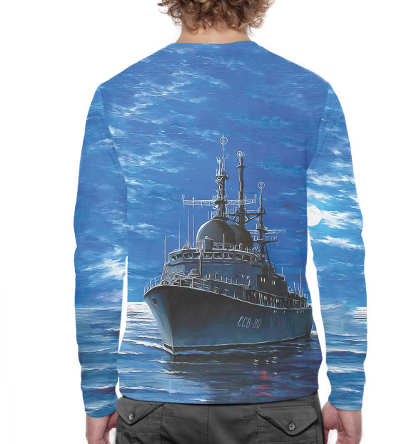 Мужской свитшот с изображением Северный флот не подведет цвета Белый