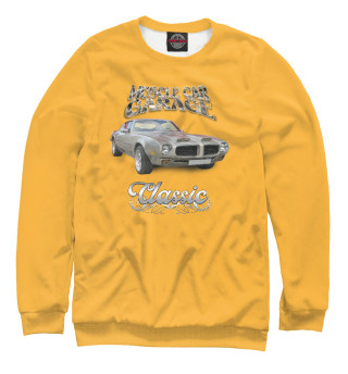 Мужской свитшот Серый Muscle car на жёлтом фоне