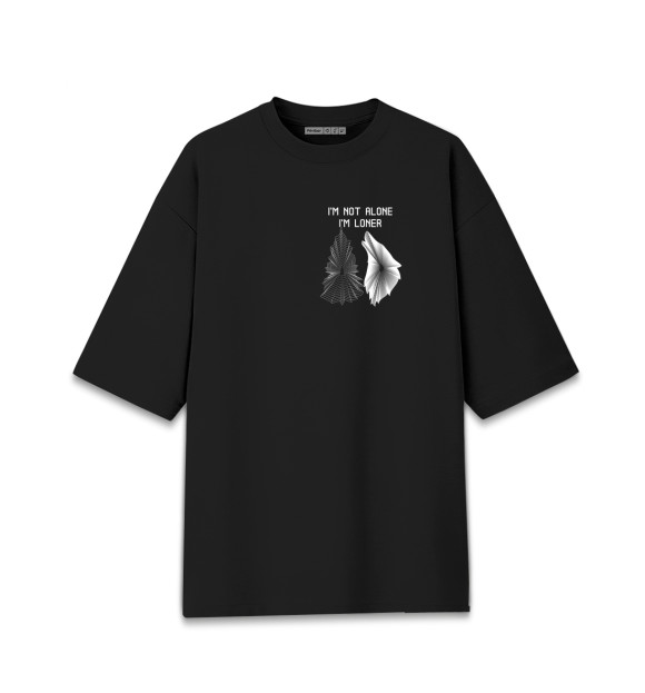 Мужская футболка оверсайз с изображением Одиночка цвета Черный