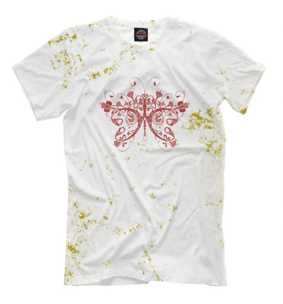 Мужская футболка с изображением Butterfly цвета Белый