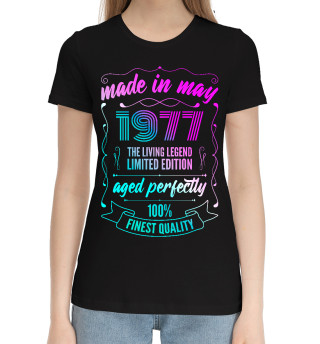 Хлопковая футболка для девочек Made In May 1977 Vintage Neon