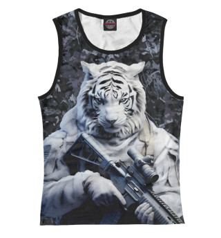 Майка для девочки Белый тигр солдат зима