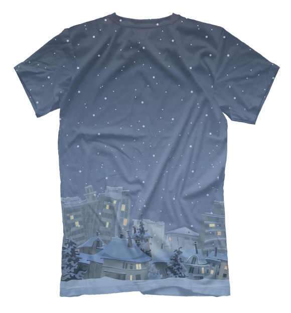 Мужская футболка с изображением Зимний город цвета Белый
