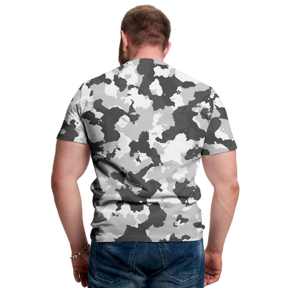 Мужская футболка с изображением Камуфляж светло-серый цвета Белый
