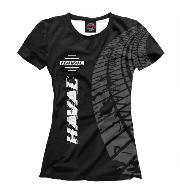 Женская футболка с изображением Haval Speed Tires на темном цвета Белый