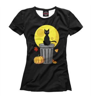 Женская футболка Черный кот