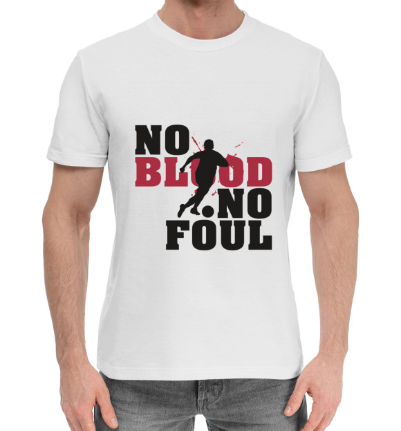 Мужская хлопковая футболка с изображением Нет крови - нет фола цвета Белый