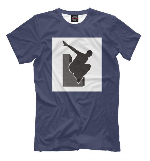 Мужская футболка с изображением Воркаут (прыжок) цвета Белый