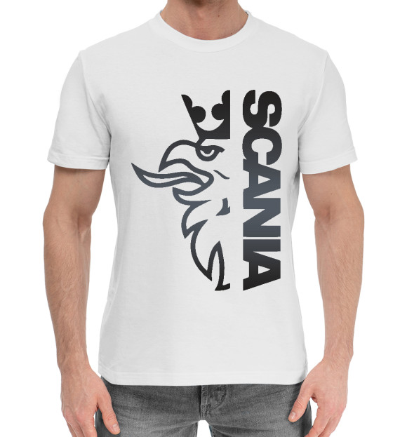 Мужская хлопковая футболка с изображением SCANIA цвета Белый