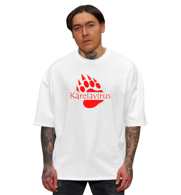 Мужская футболка оверсайз с изображением Karelavirus цвета Белый