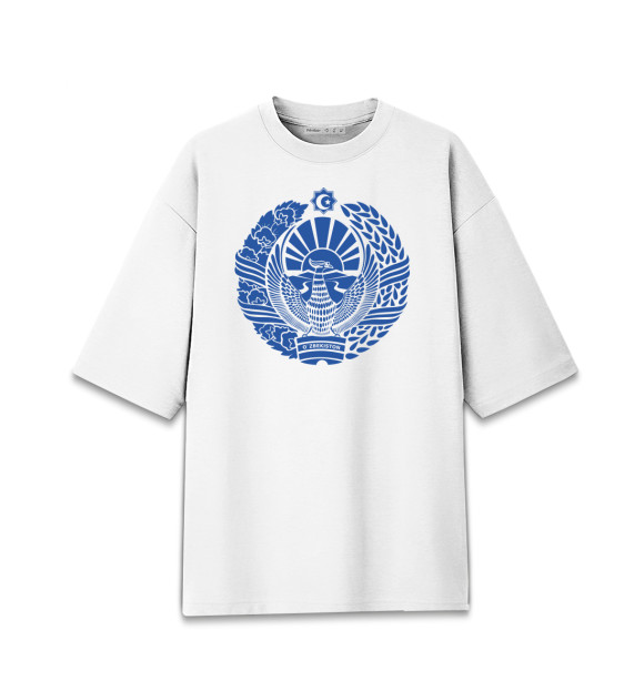 Женская футболка оверсайз с изображением Узбекистан цвета Белый