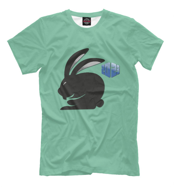 Мужская футболка с изображением Черный кролик 2023 цвета Белый