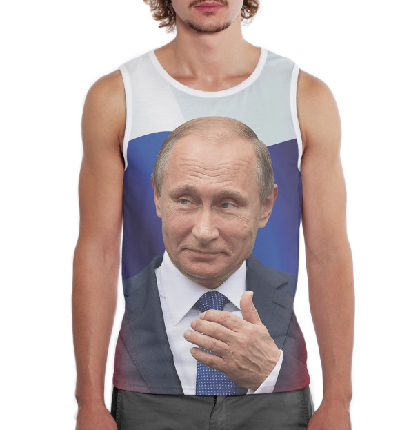 Мужская майка с изображением Путин цвета Белый