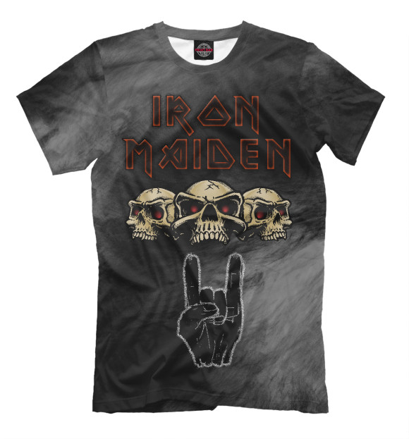 Мужская футболка с изображением Группа Iron Maiden цвета Белый