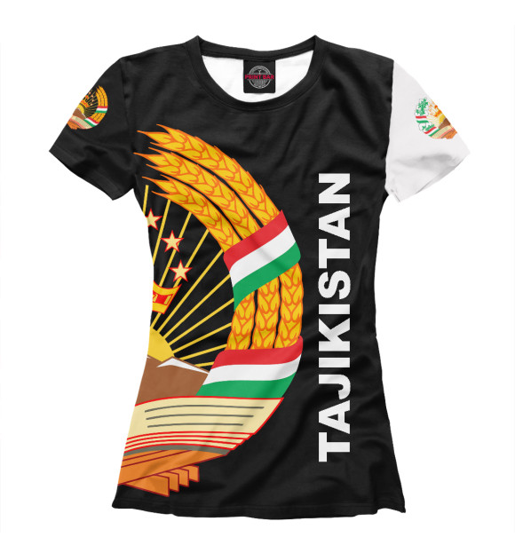 Женская футболка с изображением Tajikistan цвета Белый