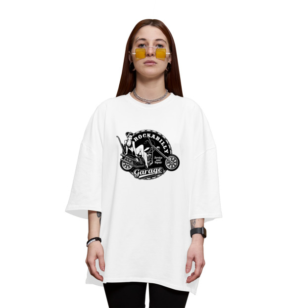 Женская футболка оверсайз с изображением Rockabilly цвета Белый