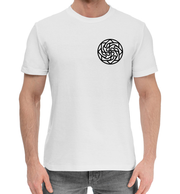Мужская хлопковая футболка с изображением Оберег на здоровье цвета Белый