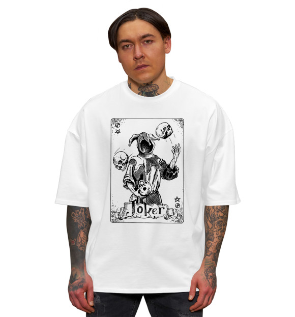 Мужская футболка оверсайз с изображением Joker цвета Белый