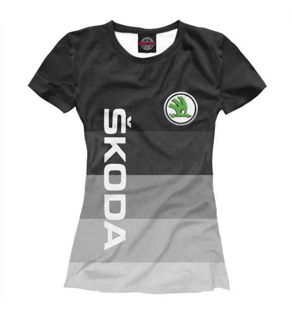 Женская футболка с изображением ШКОДА, SKODA ГРАДИЕНТ цвета Белый