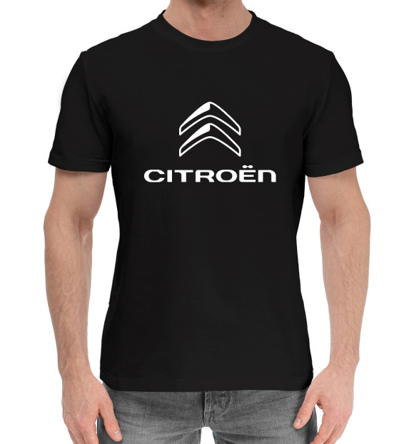 Мужская хлопковая футболка с изображением Citroen цвета Черный