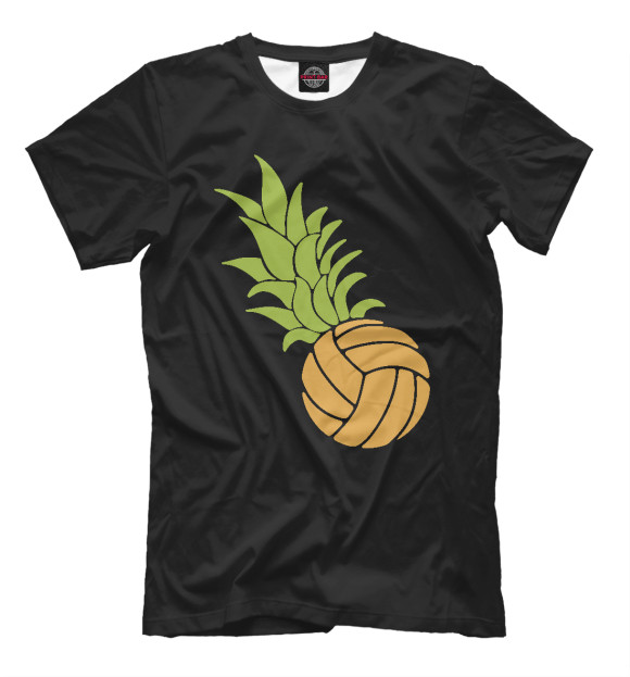 Мужская футболка с изображением Волейбольный ананас цвета Белый