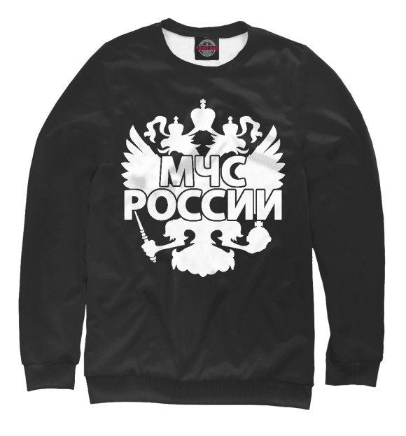 Мужской свитшот с изображением МЧС России цвета Белый