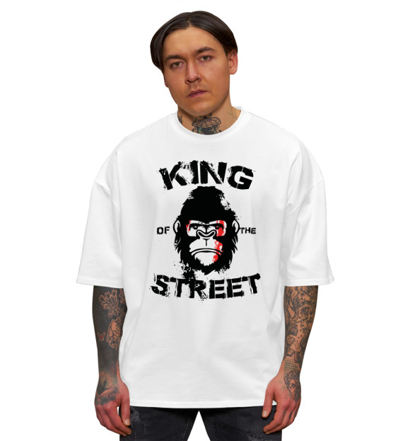 Мужская футболка оверсайз с изображением Король улиц цвета Белый